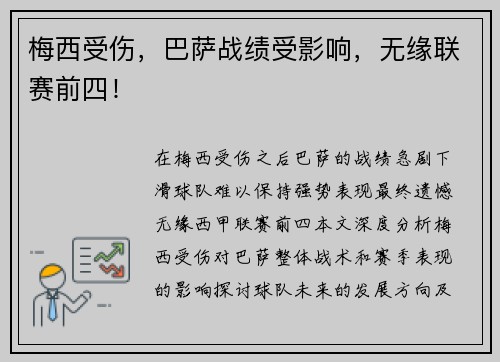 梅西受伤，巴萨战绩受影响，无缘联赛前四！